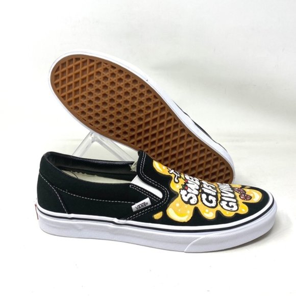 VANS Slip On Sneakers Canvas Yellow Black Men's Skate Low Top Custom Alsu01247 - Picture 2 of 10